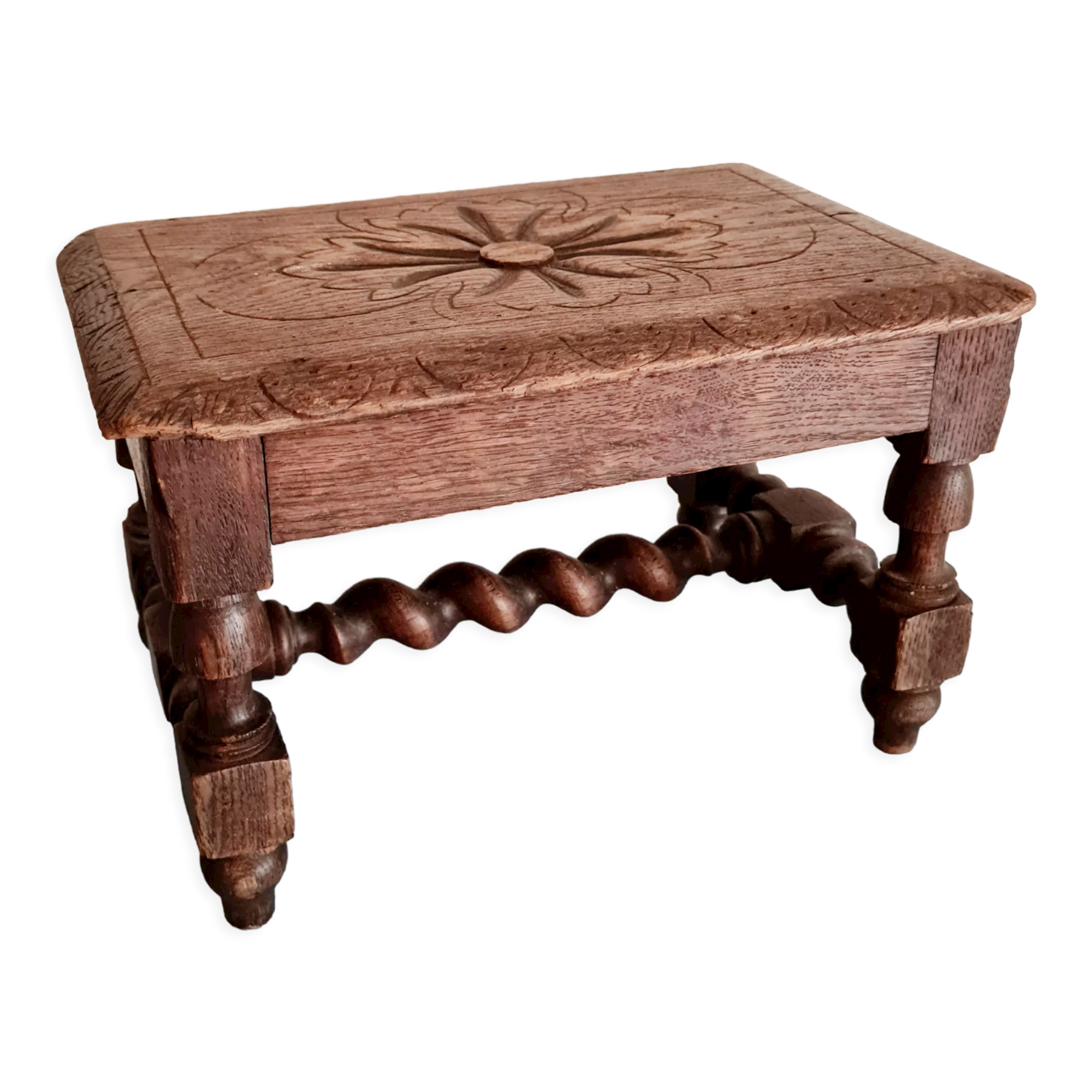Small old carved wooden bench