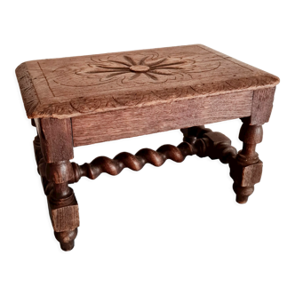 Small old carved wooden bench