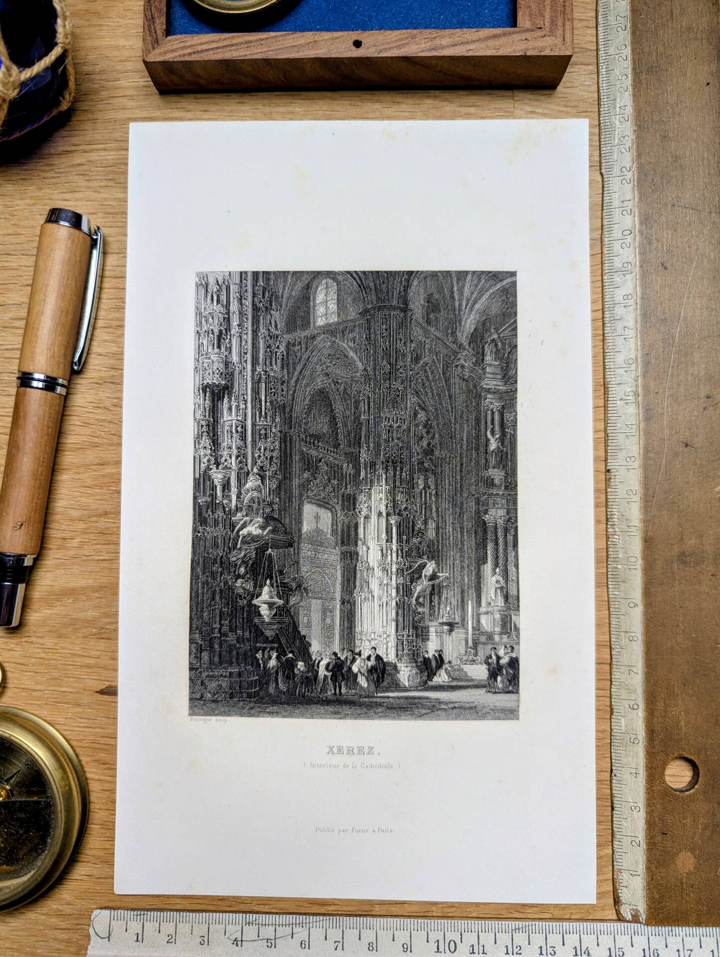 Cathédrale de Xerez, gravure, imprimée en 1841