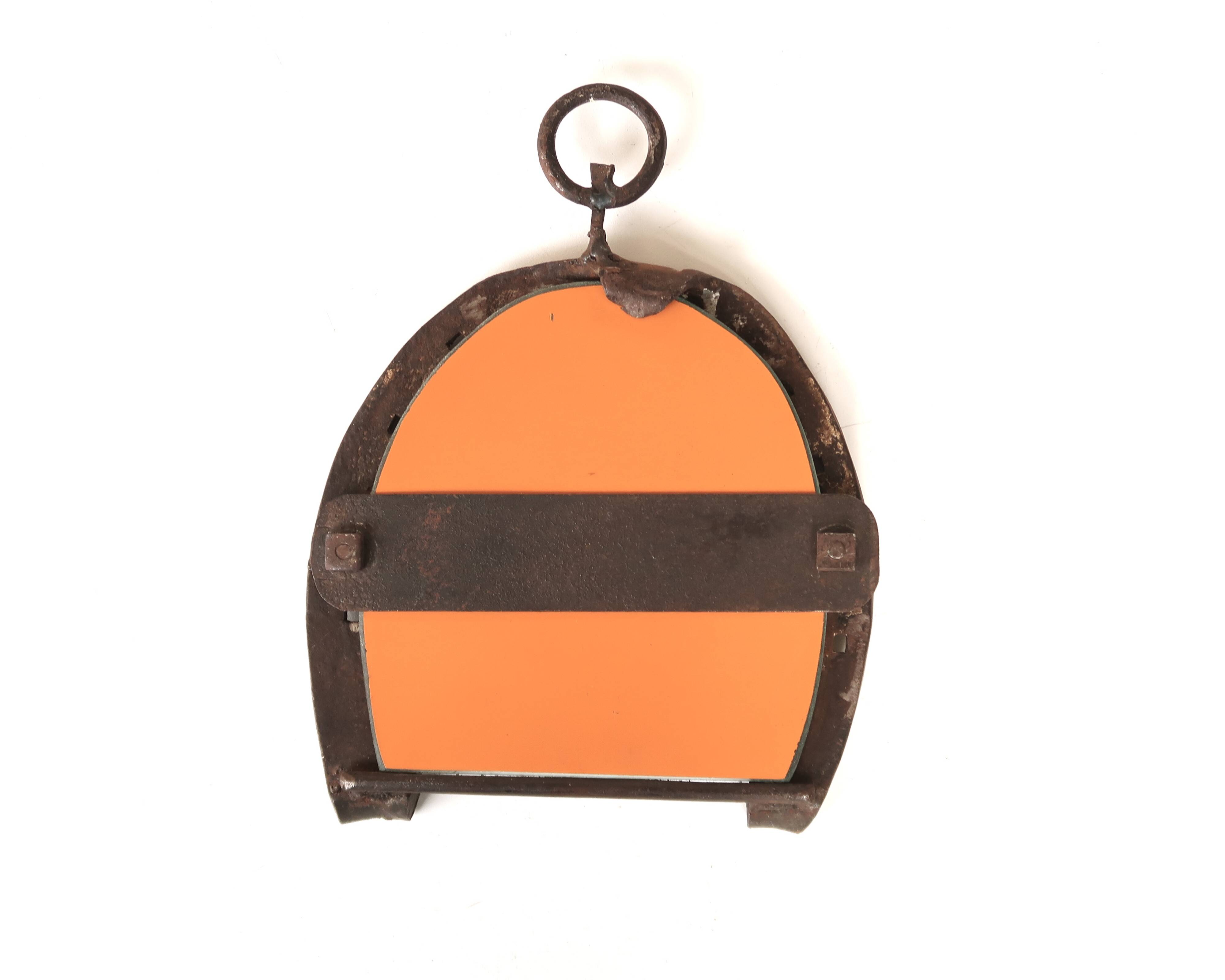 Folk art mirror, horseshoe frame, 1950s