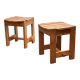 Set brutalist Swedish solid pine stools