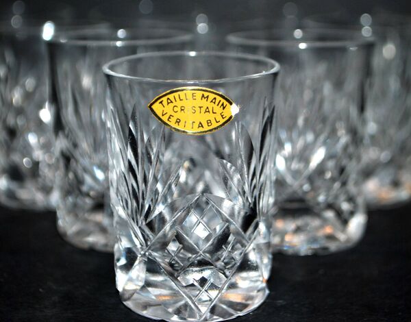 Lot de 10 verres shooter à alcool liqueur rhum cristal taillé lemberg junon
