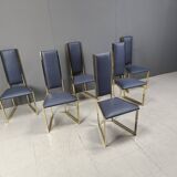 Vintage brass dining chairs set of  6 - 1970s