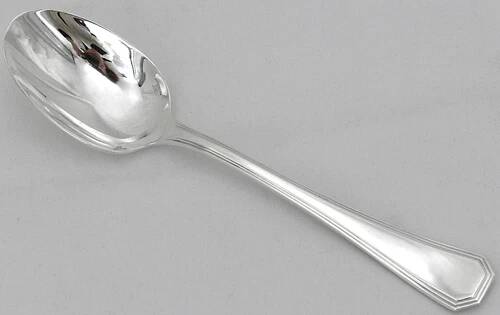 Set of 12 silver-plated metal table spoons Christofle Amérique, Art Deco, 20.5 cm.