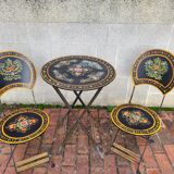 Set folding table and chairs metal Napoleon III style