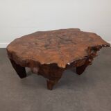 Brutalist coffee table in elm burl