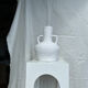 Handcrafted terracotta vase painted white with double handles h:40 d:30