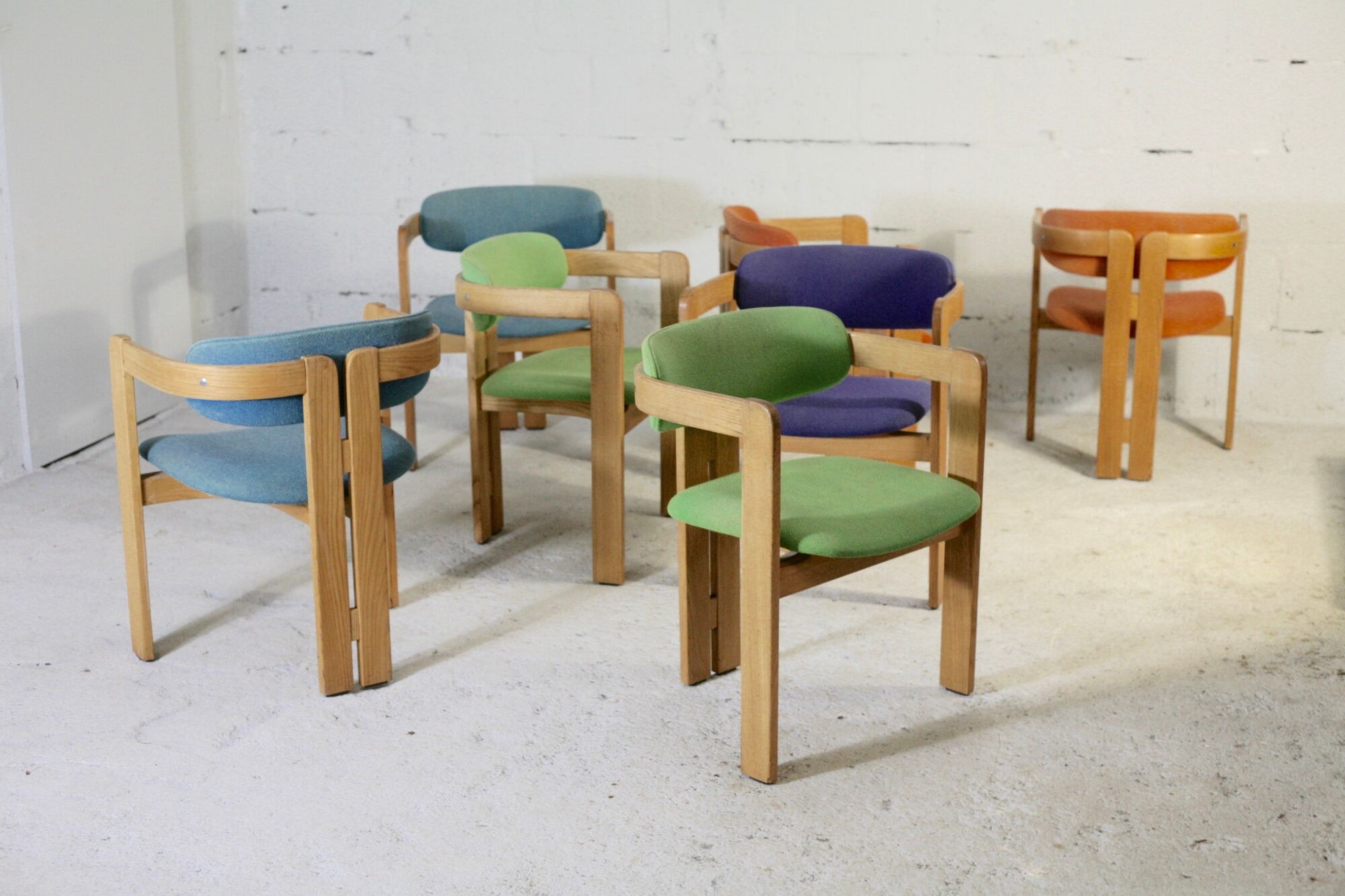 7 Chairs Pigreco by Tobia Scarpa, Gavina Edition, Italy, 50s