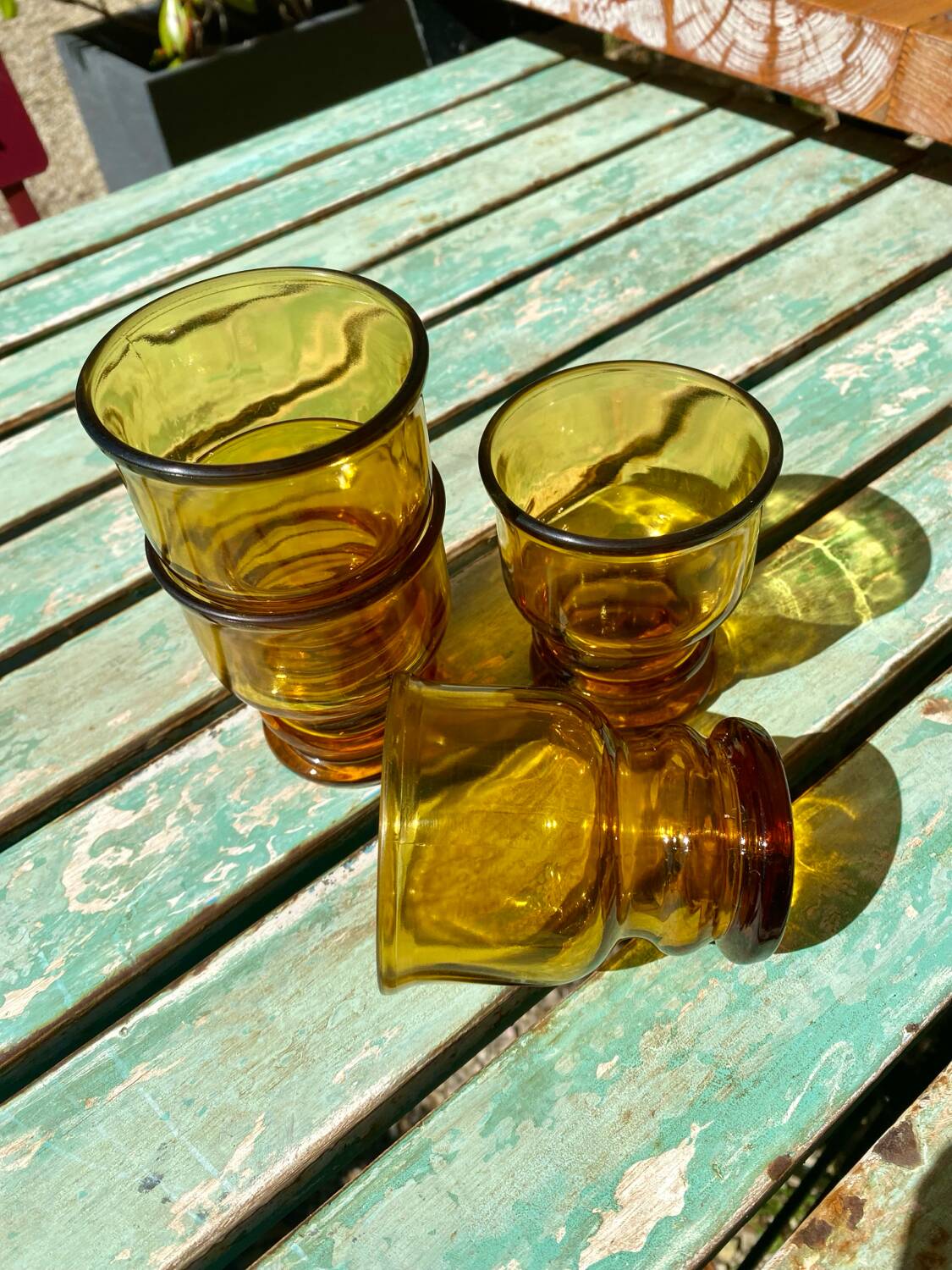 4 verres ambrés Pernod vintage