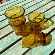4 vintage Pernod amber glasses