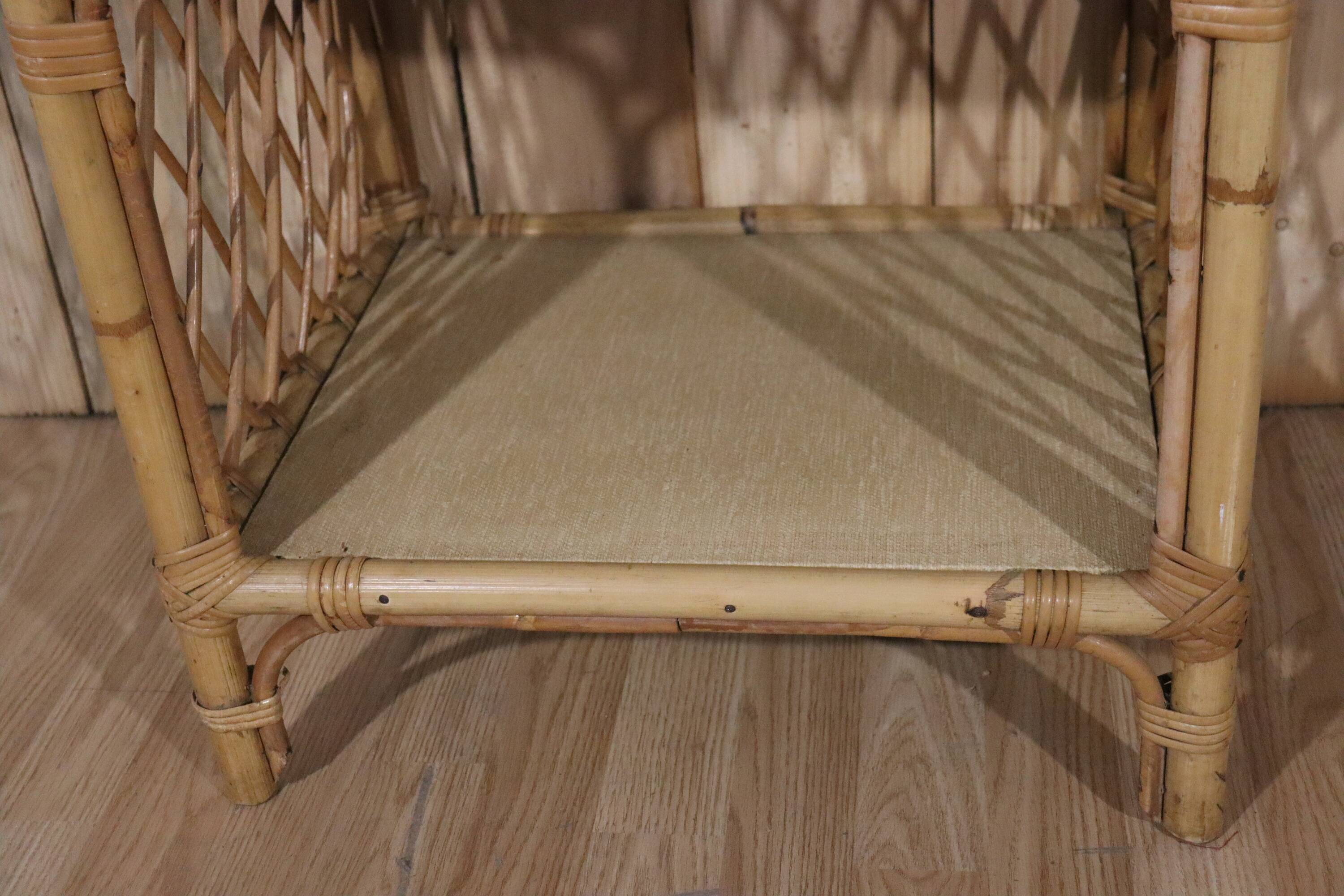 Small vintage rattan side table