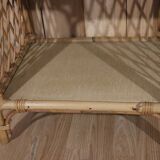 Petite table d'appoint rotin vintage