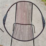 Set of 5 iron and scoubidou chairs from the 50/60s