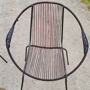 Set of 5 iron and scoubidou chairs from the 50/60s