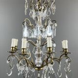 Bronze, brass and crystal chandelier, early 20th century.