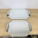 2 plateaux miroirs art déco biseautés