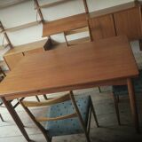 Set of 4 mid century dining chairs with turquoise covers, 1960