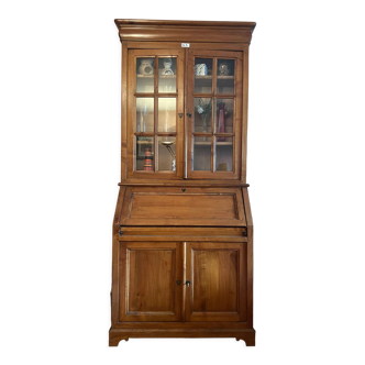 Secretary bookcase in solid oak Louis Philippe style