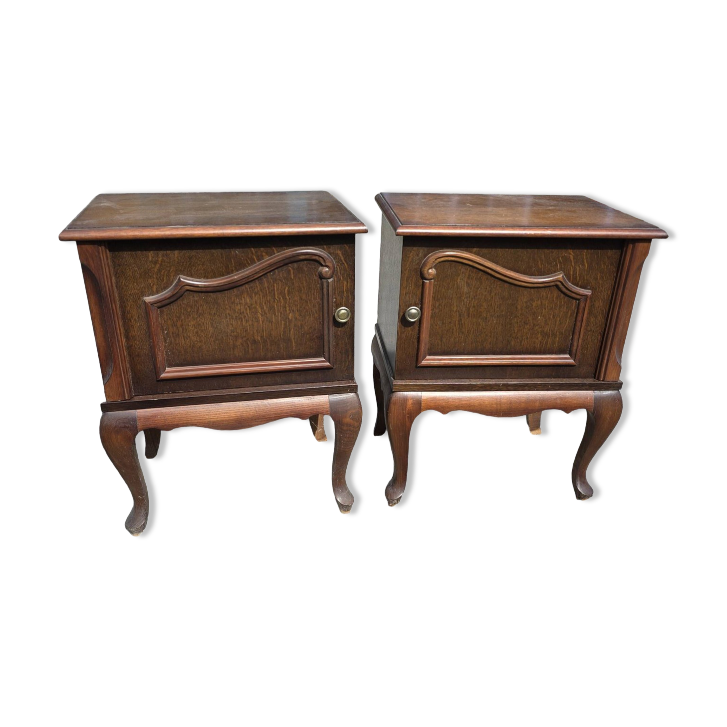 Pair of Louis XV style oak bedside tables