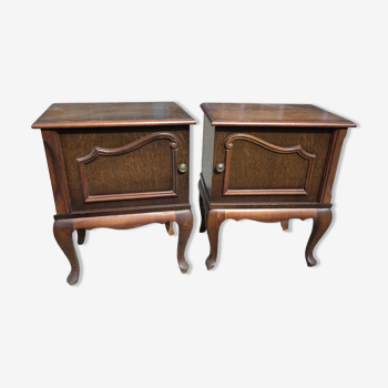 Pair of Louis XV style oak bedside tables