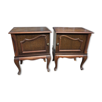 Pair of Louis XV style oak bedside tables