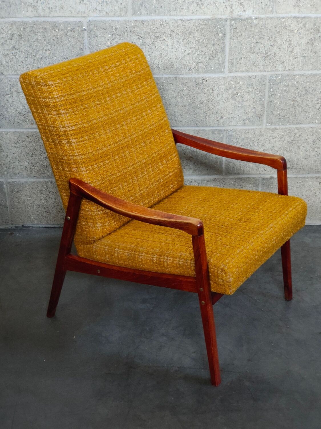 Pair of armchairs Jiri Jiroutek bouclette Yellow 1960