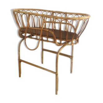 Cradle bed in vintage rattan from the 60's