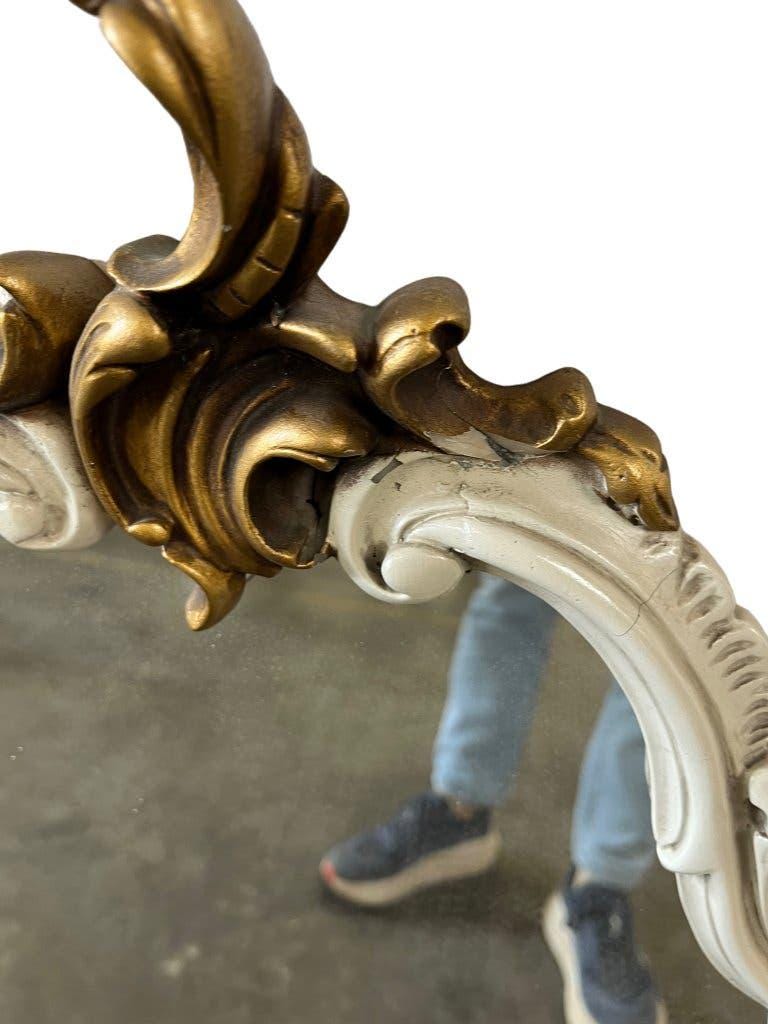 Miroir baroque vintage blanc et doré / miroir mural