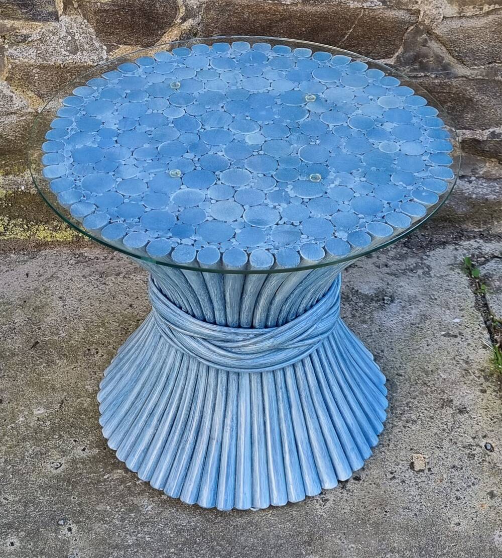 Retro "Wheat Sheaf" coffee table by McGuire America, modernist, 60s/70s.