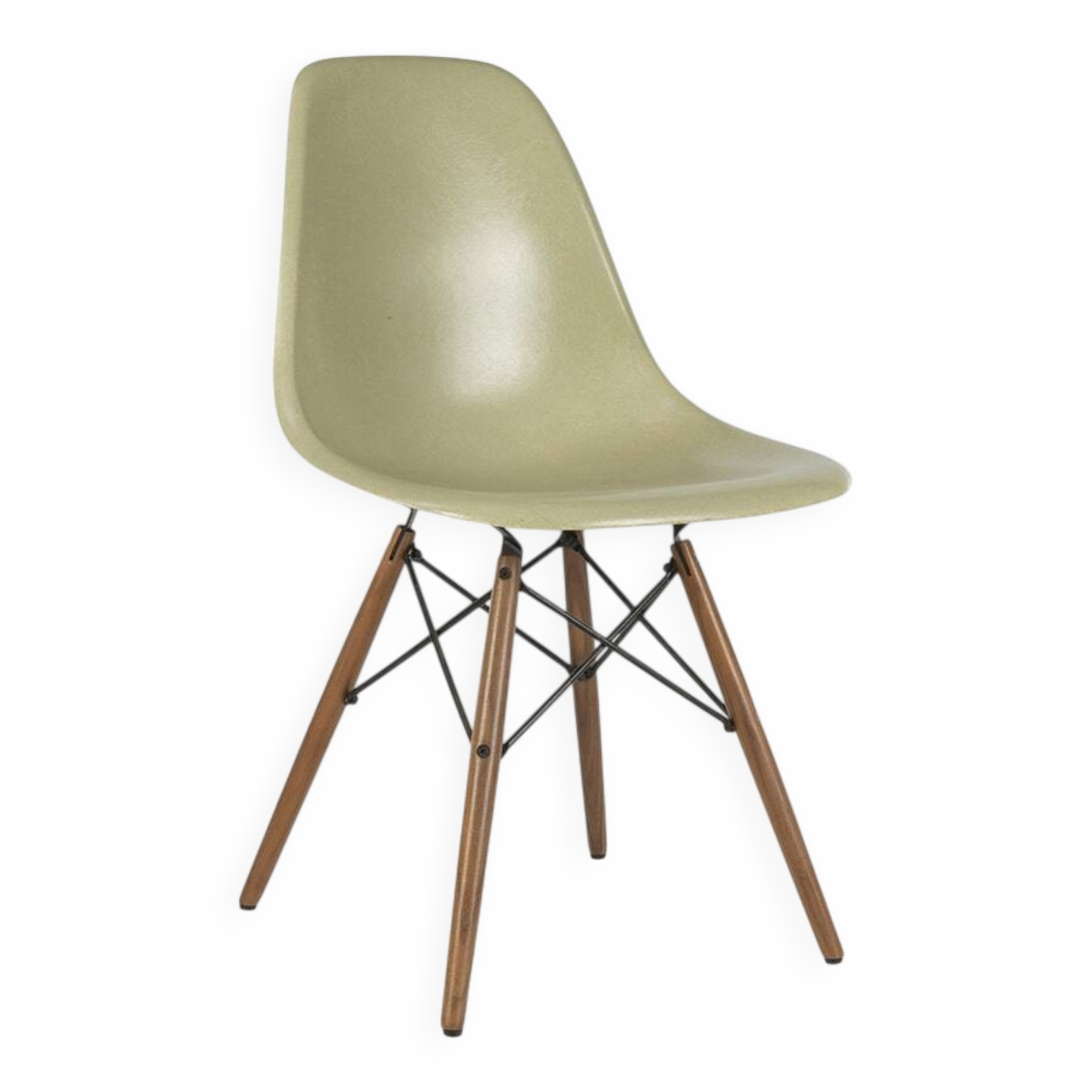 Grey Yellow Herman Miller Vintage Original Eames DSW Side Shell Chair
