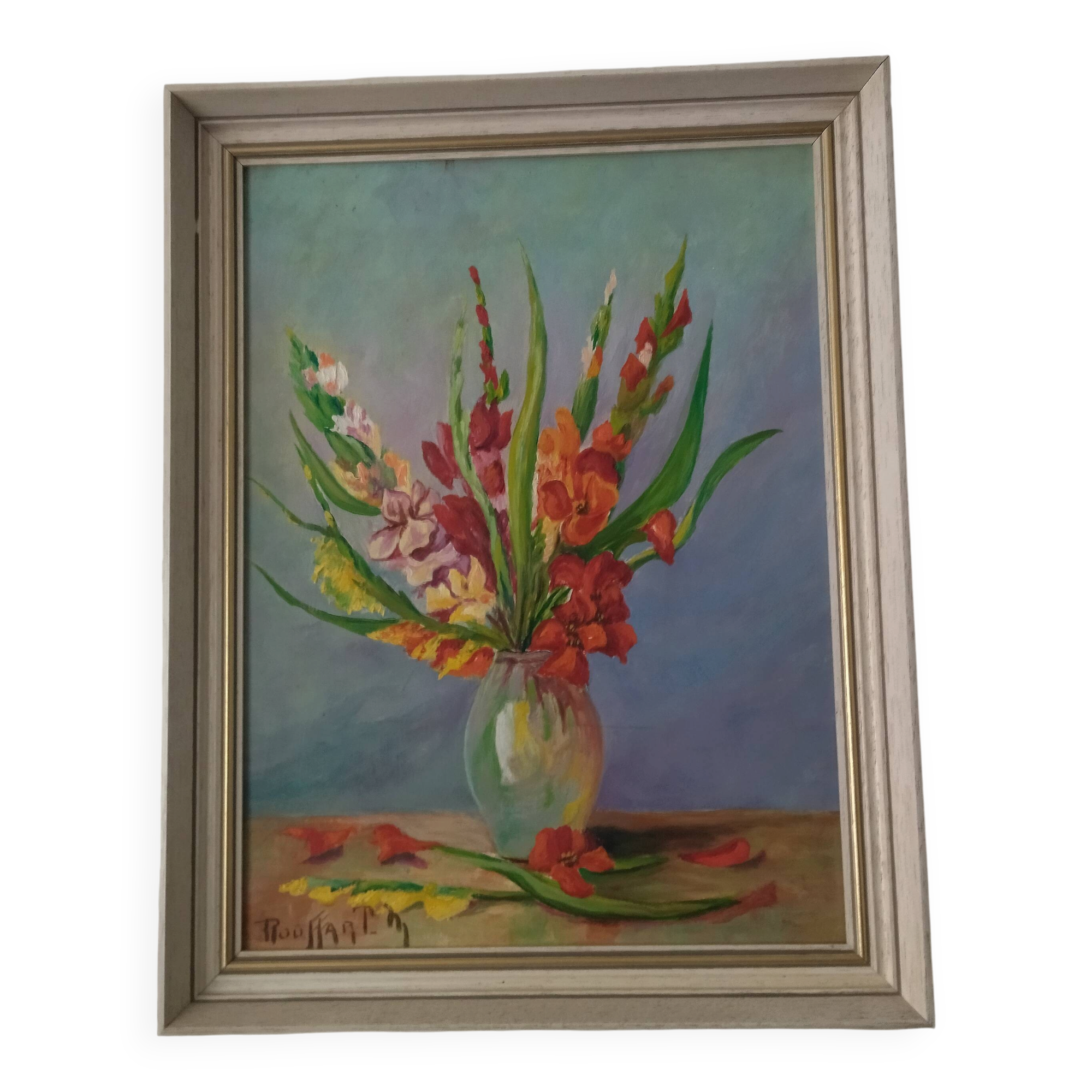 Oil Painting on Panel – Still Life with Gladioli