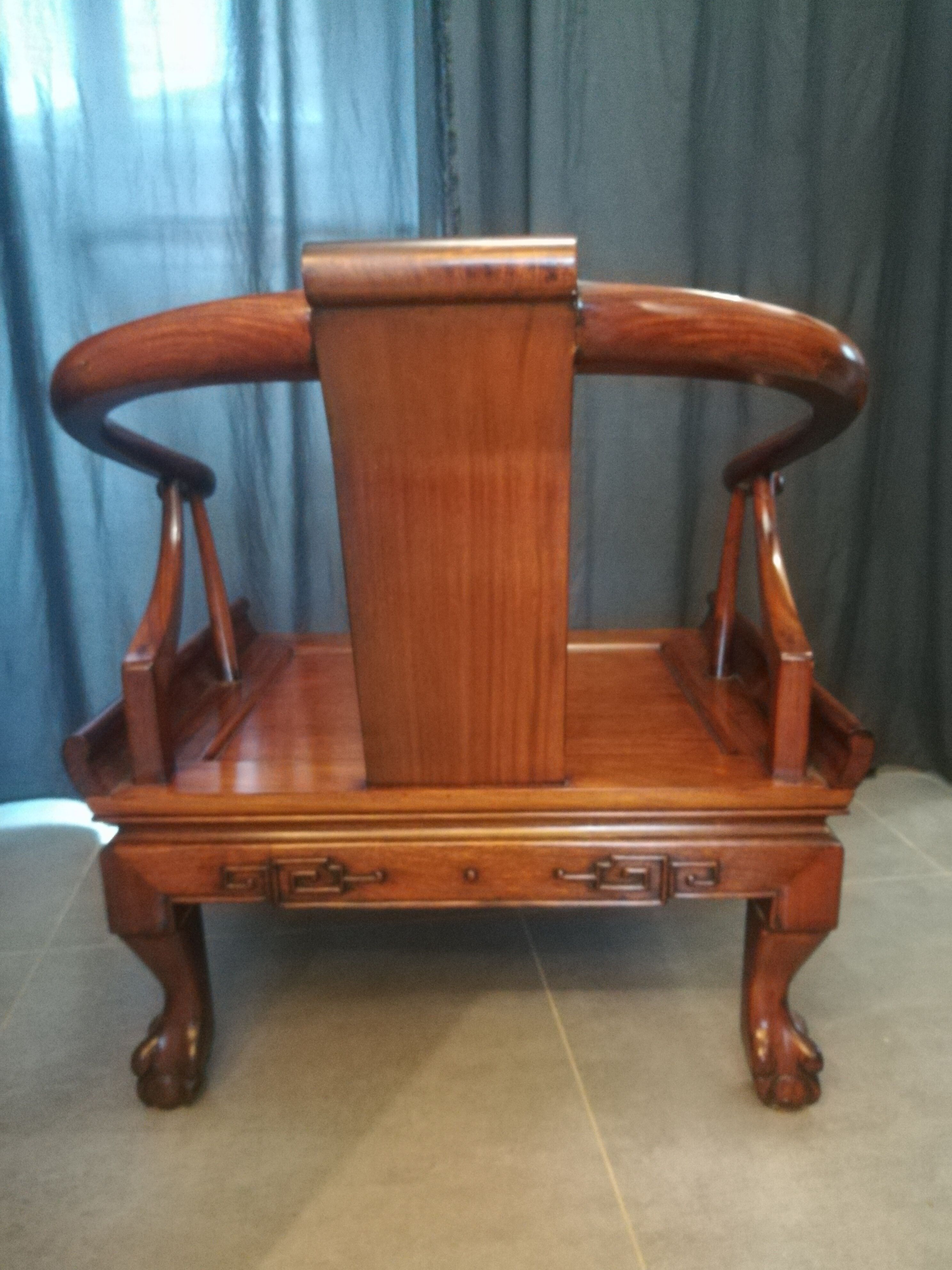 Pair of Chinese armchairs made of exotic wood