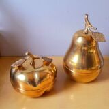 Apple and pear brass boxes from the 70s