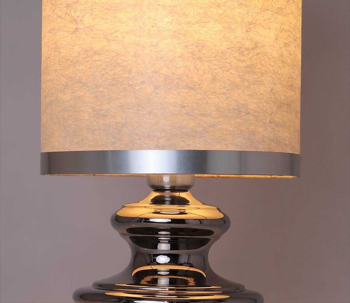 Lampe de table en céramique argentée vintage, années 1970