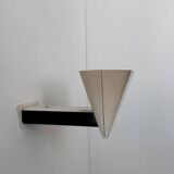 Vintage modernist wall lamp, cream and black lacquered metal, Italy 1970s