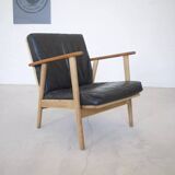Fauteuil danois en teck et chêne du milieu du siècle, années 1950
