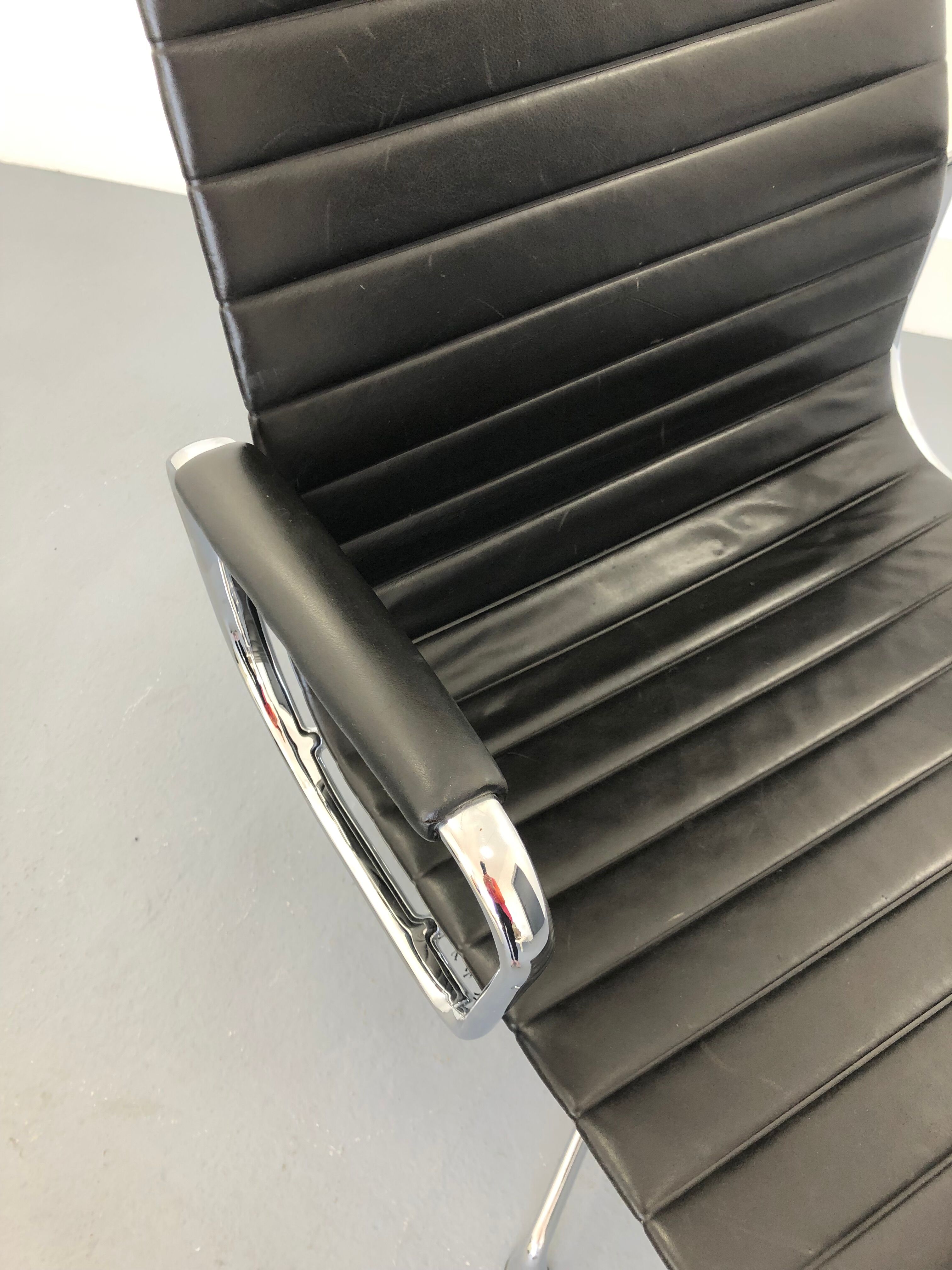 Black leather Ea-109 armchair by Charles Eames for Vitra