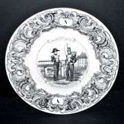 Sarreguemines U&C illustrated talking plate "Napoleon" 19th century.