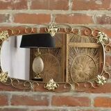 Miroir ovale années 50 en laiton - 38x69cm