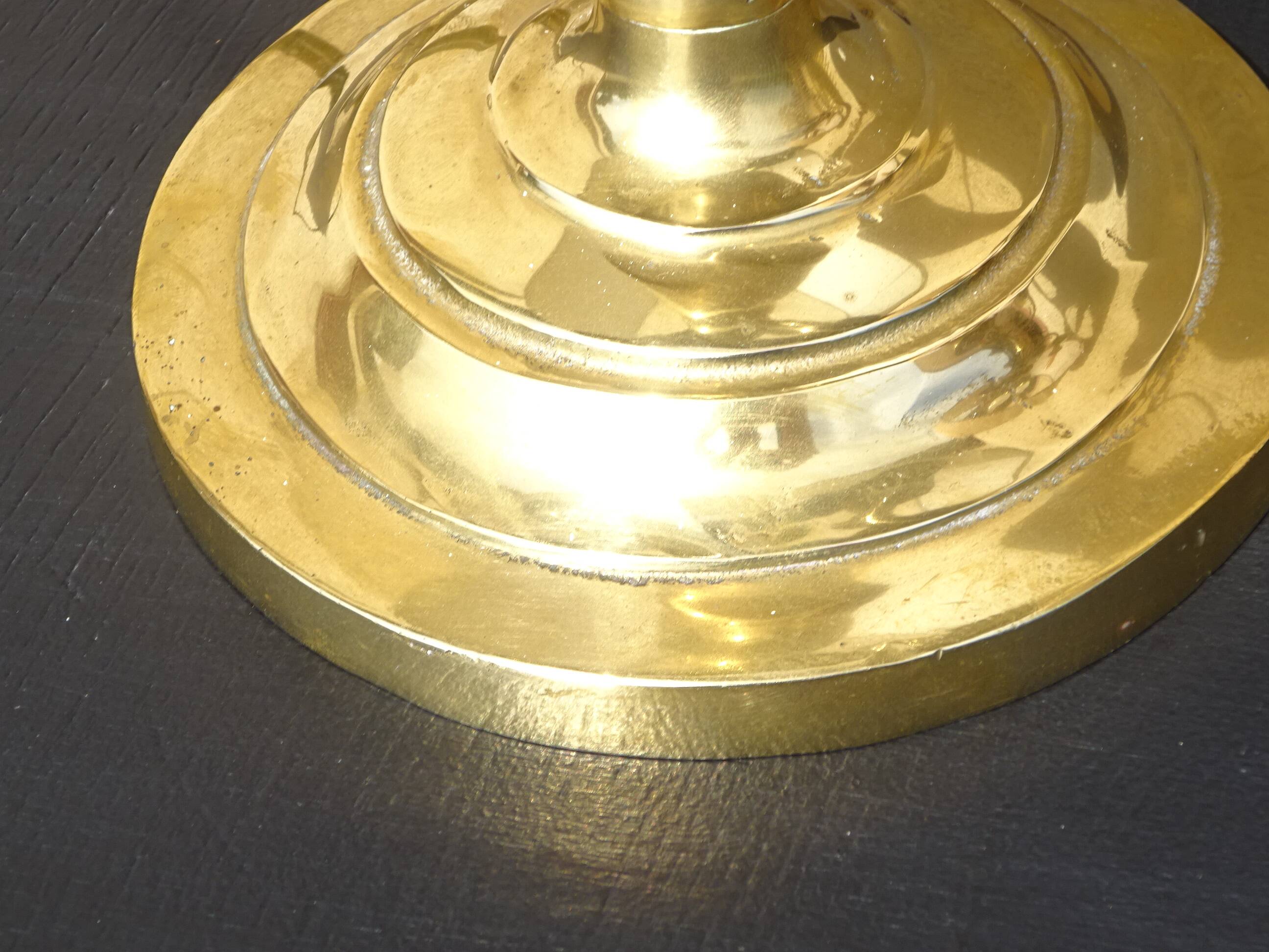 Copper candlesticks adapted as bedside lamps, the pair.