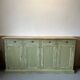 Buffet ancien patiné vert – 4 portes & 4 tiroirs – Plateau bois