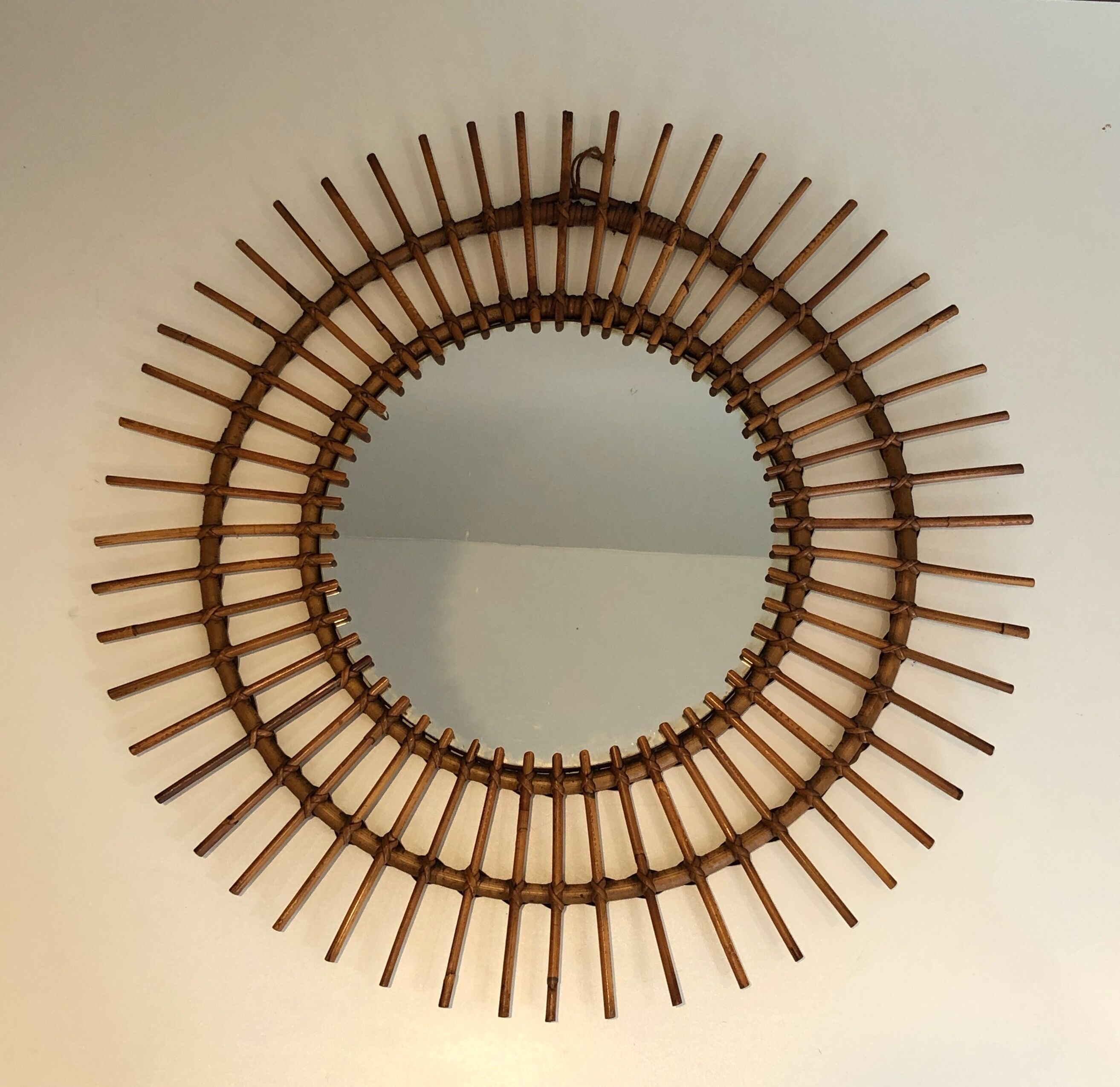Small Rattan Mirror. French work. Around 1970