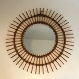 Small Rattan Mirror. French work. Around 1970