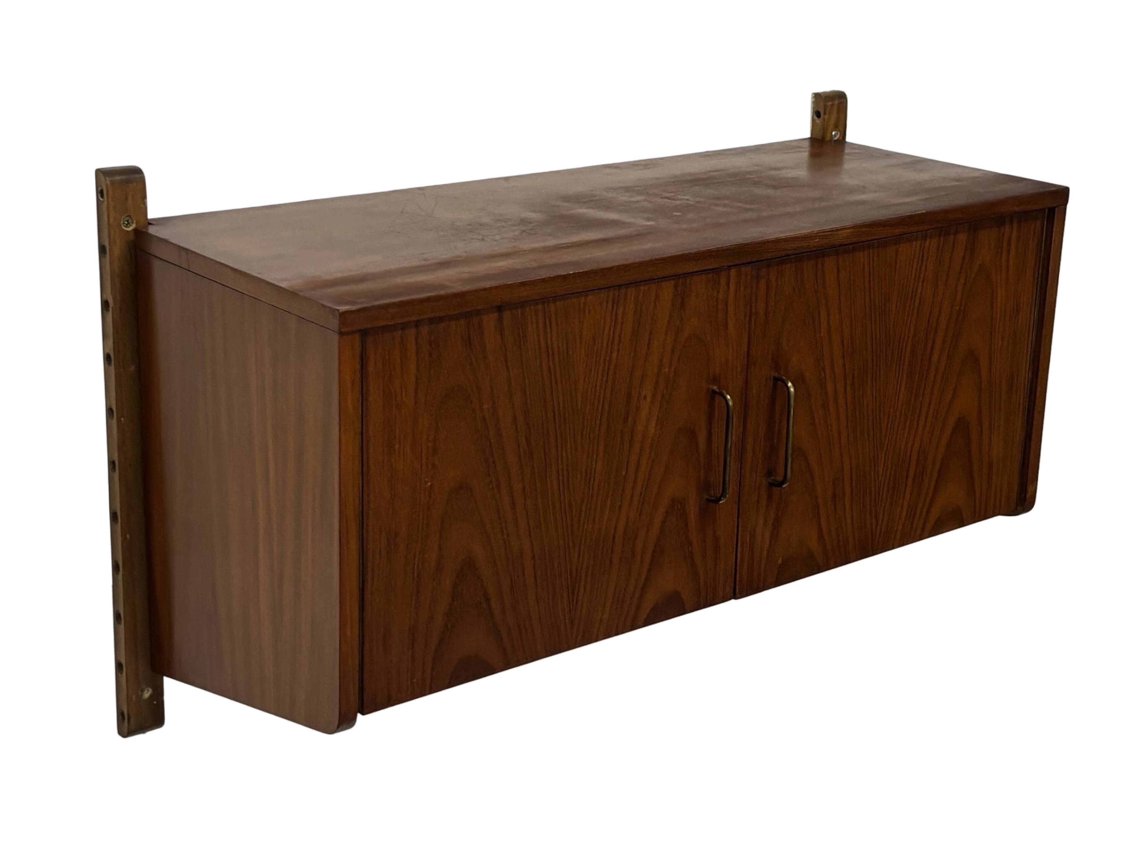 Vintage wall cabinet compact wall system 1960s teak veneer