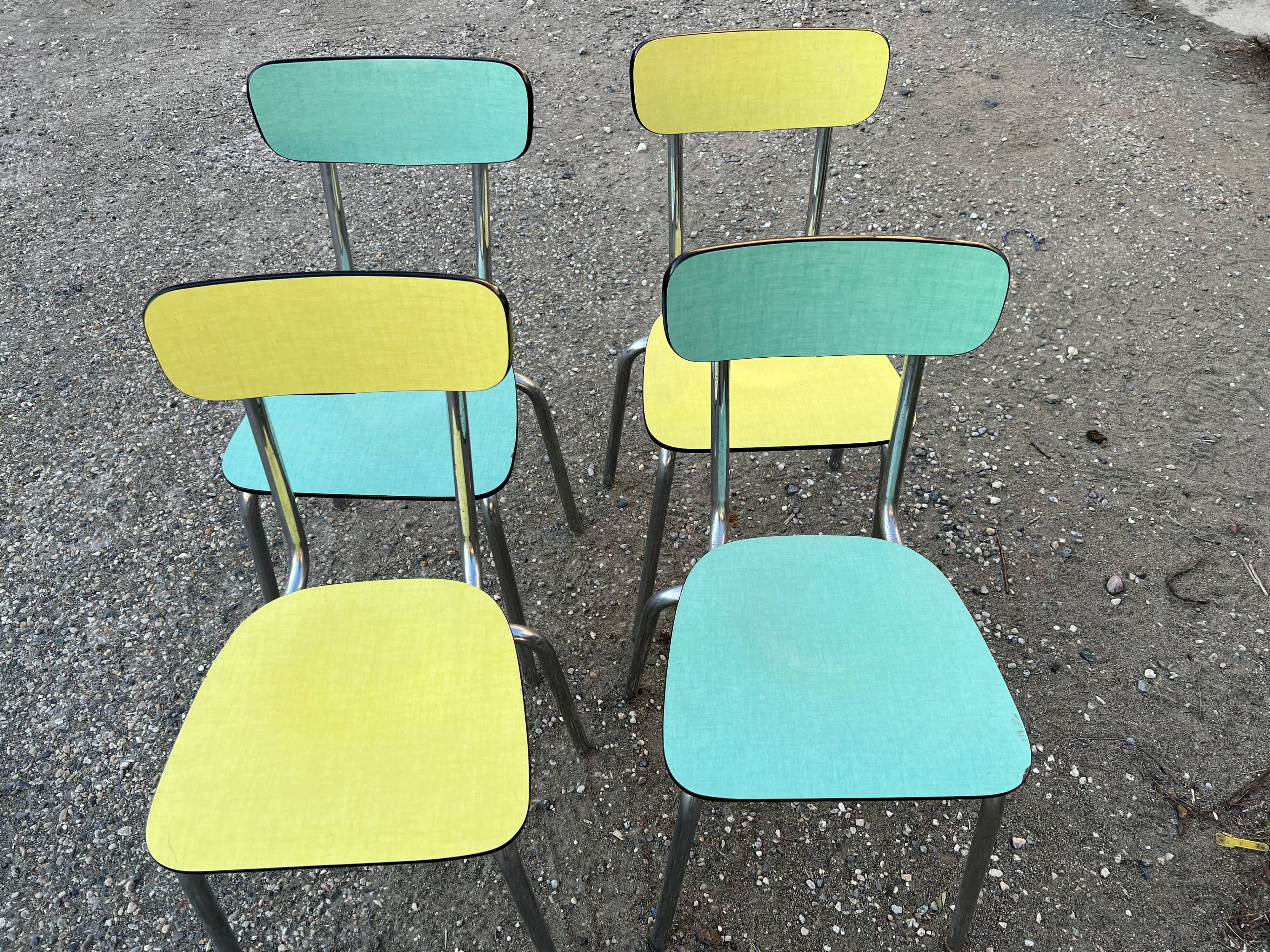 Formica table with extensions and 4 chairs 1950