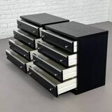Pair of black and chrome 4-drawer chests of drawers