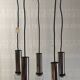 5-light chrome metal and molded glass pendant light - 70's