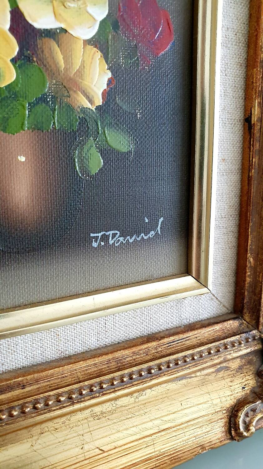 Oil painting - bouquet of multicolored roses