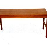 Minimalist teak bench, suede, 1960