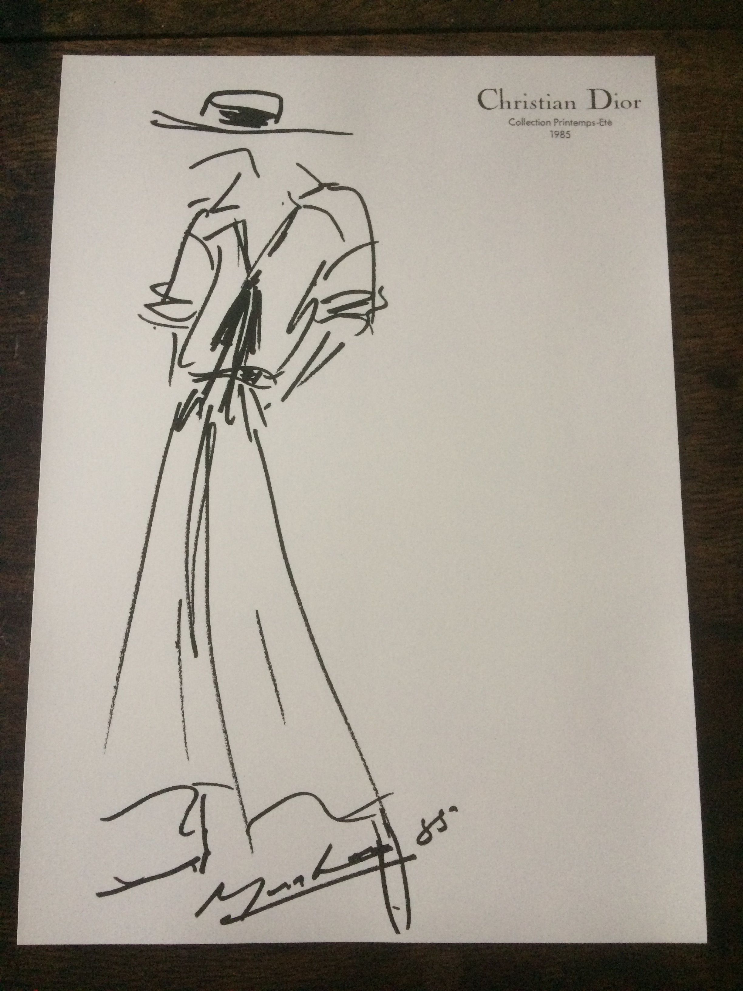 Print fashion illustration Christian Dior spring-summer collection 1985